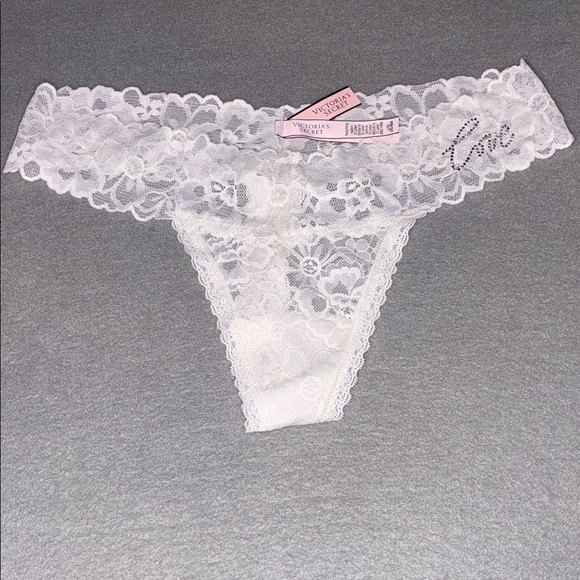 Victoria's Secret Other - Victoria’s Secret Sexy Lace Thong Rhinestone Love New with tags Large VS Panty
